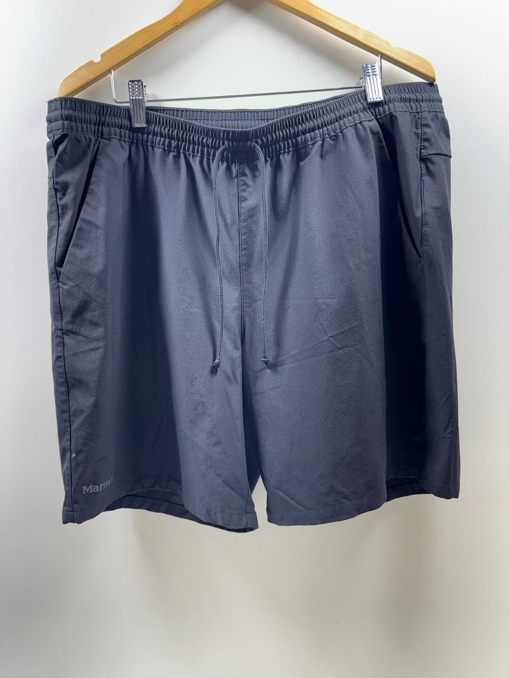 Marmot Men’s Black Athletic Shorts Sz XL Zippered Back Pocket Drawstring Gym